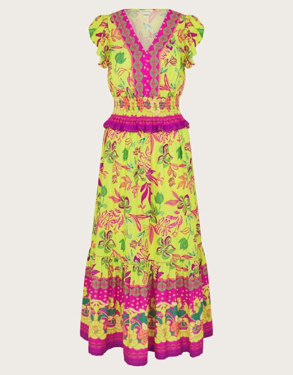 Monsoon Vita Floral Dress Green - Image 5