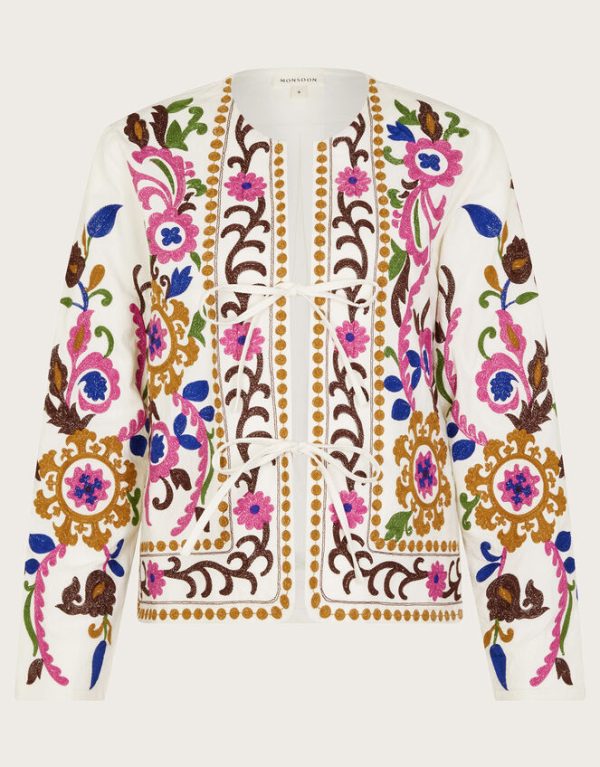 Monsoon Erica Embroidered Jacket Ivory - Image 6