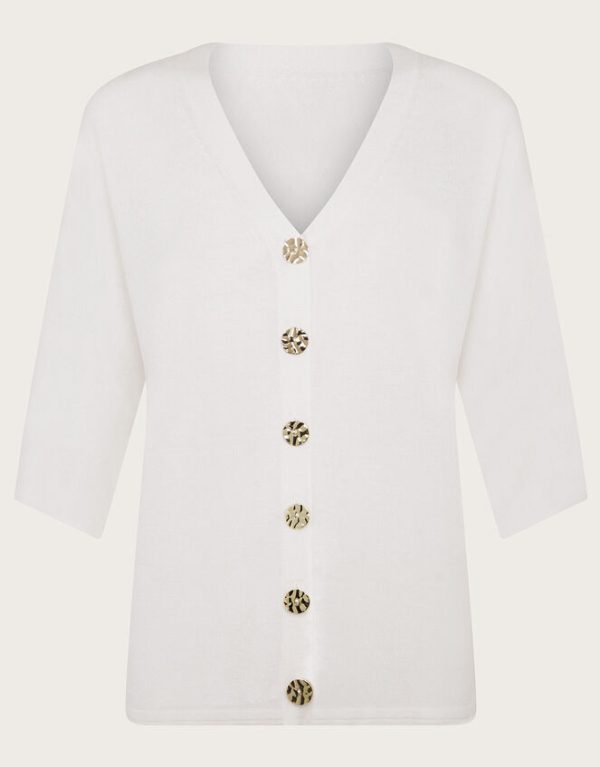 Monsoon Bea Short Sleeve Cardigan Ivory - Image 5