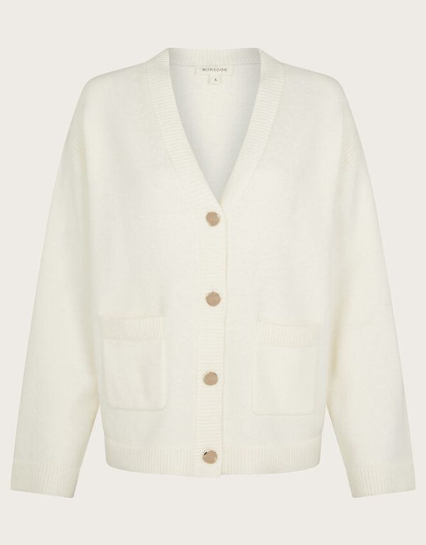 Monsoon Vicki V-Neck Cardigan Cream - Image 6