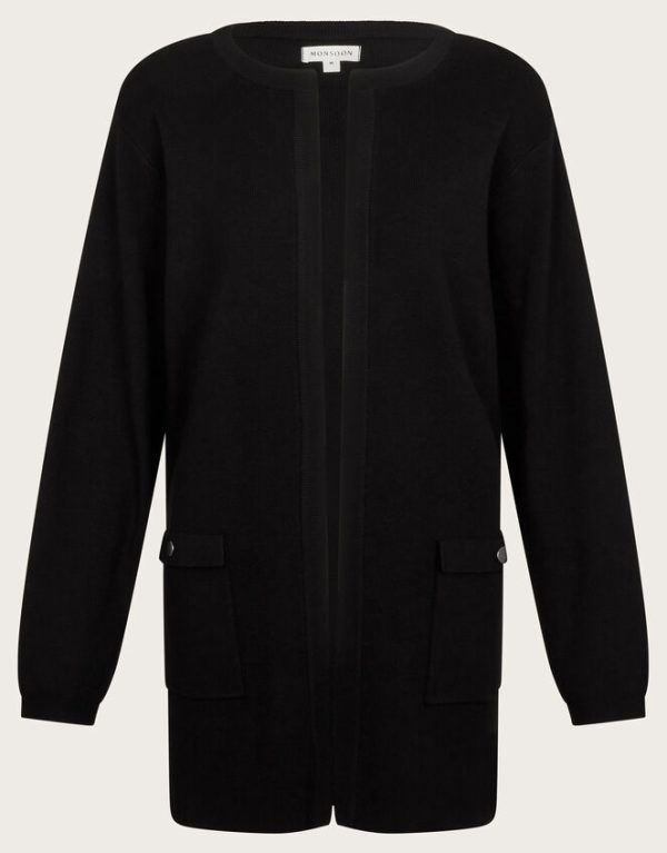 Monsoon Penny Open Front Pocket Cardigan Black - Image 5