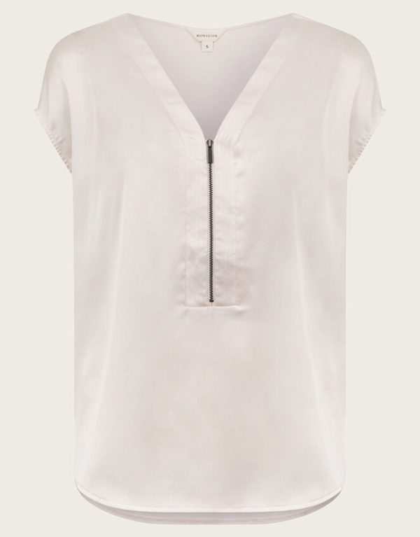 Monsoon Wilde Sleeveless Satin Top Cream - Image 6