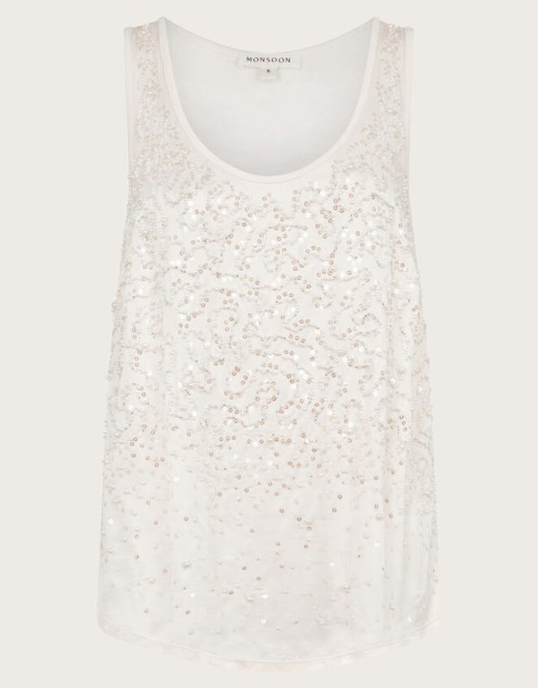 Monsoon Ember Embellished Tank Top Nude - Image 5