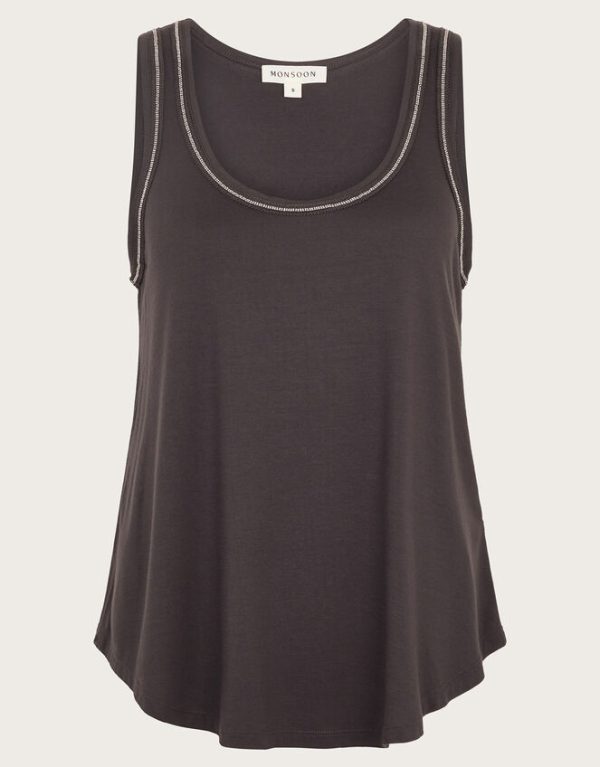 Monsoon Jess Jersey Cami Top Grey - Image 5