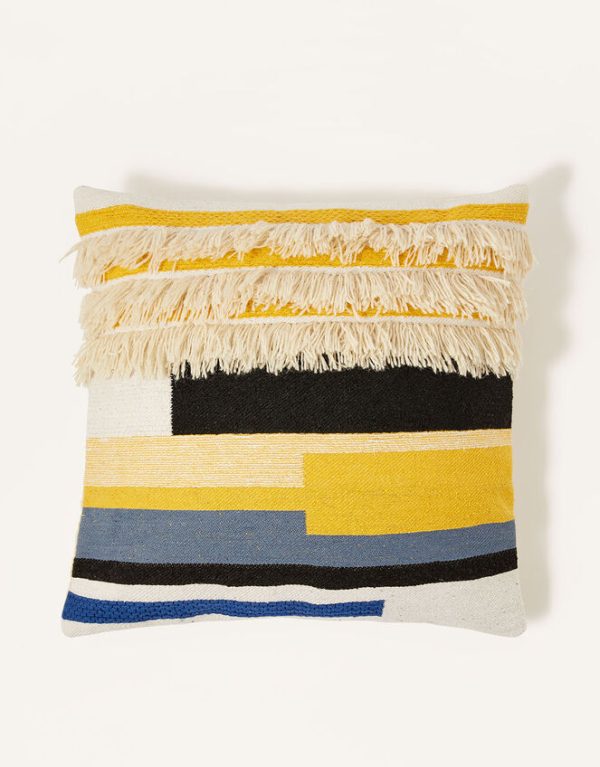 Monsoon Colour Block Fringe Cushion