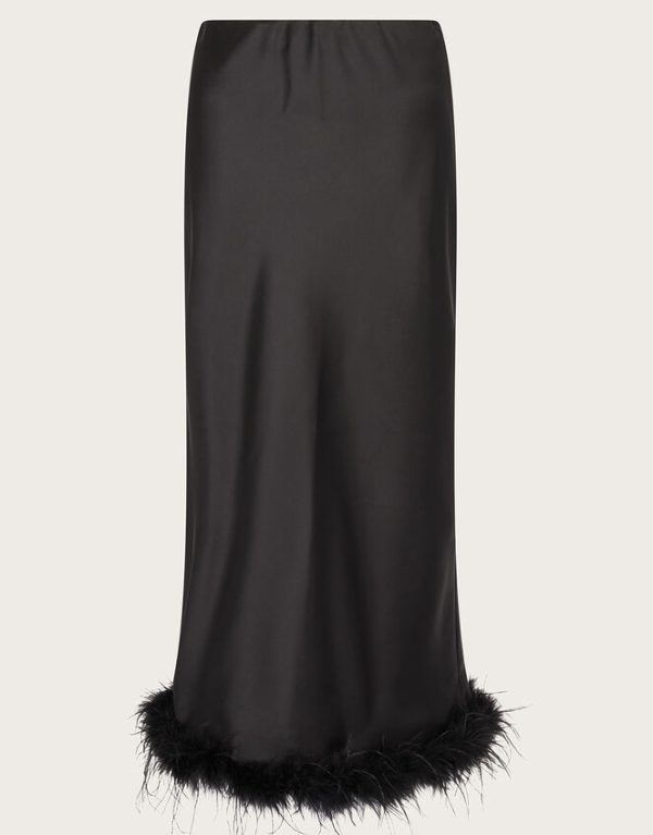 Monsoon Felis Satin Feather Skirt Black - Image 5