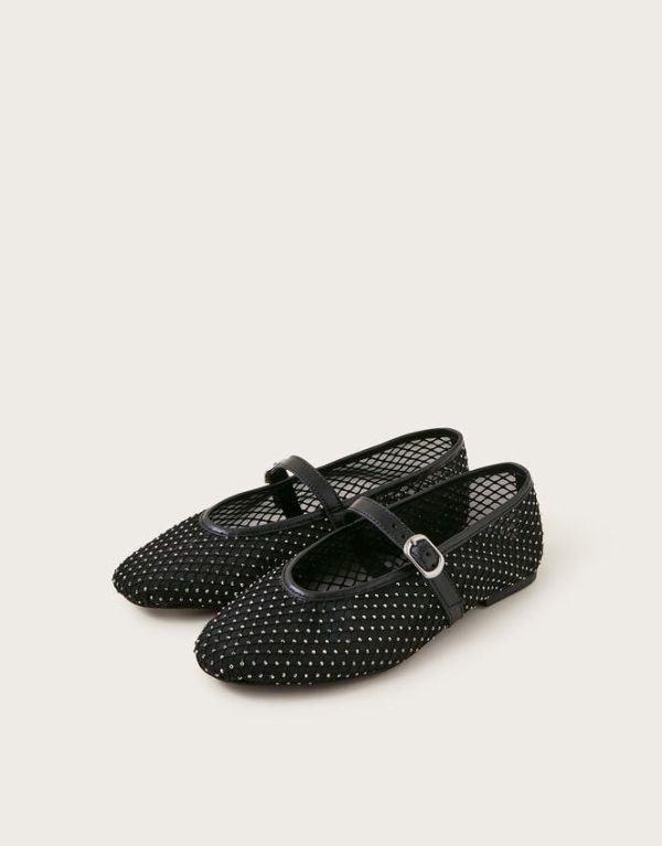 Monsoon Cleo Mesh Ballet Flats Black - Image 2