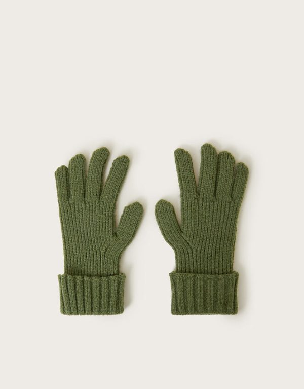 Monsoon Maddy Chunky Knit Gloves Green