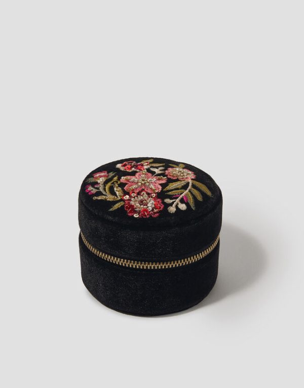 Monsoon Round Floral Embroidered Jewellery Box