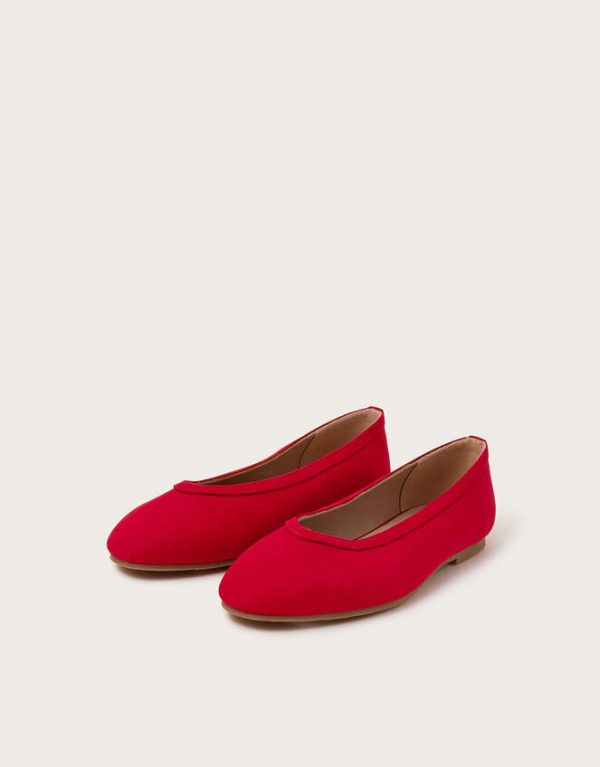 Monsoon Tori Suedette Ballet Flats Red