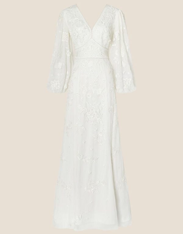 Monsoon Jennifer Long Sleeve Bridal Maxi Dress Ivory - Image 4