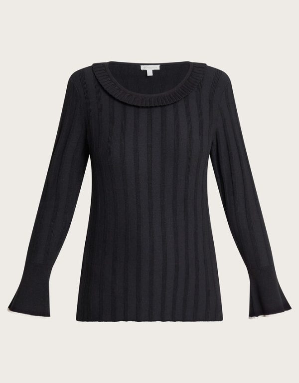 Monsoon Smart Ribbed Frill Jumper Black - Image 5