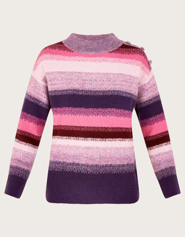 Monsoon Ombre Stripe Mock Neck JumperPink - Image 5