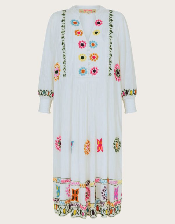 Monsoon La Galeria Elefante Hand-Embroidered Dress White - Image 6