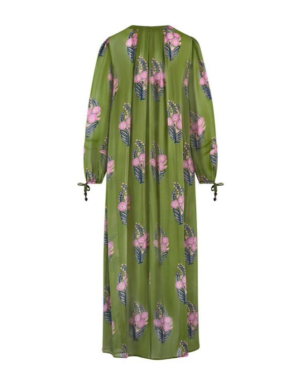 Monsoon East Floral Print Maxi Dress Green - Image 7