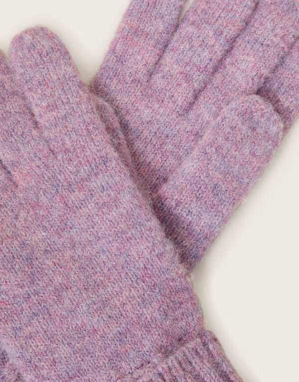 Monsoon Nell Knit Gloves Purple - Image 2