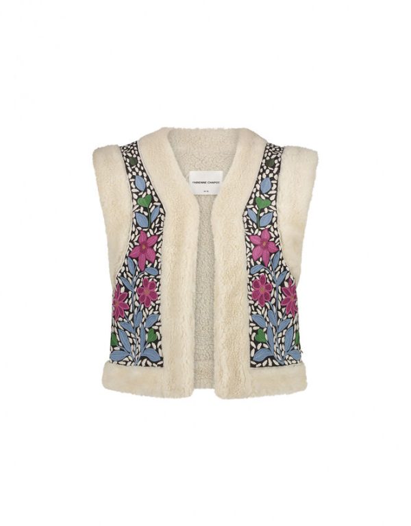 Monsoon Fabienne Chapot Embroidered Borg Gilet Multi - Image 5