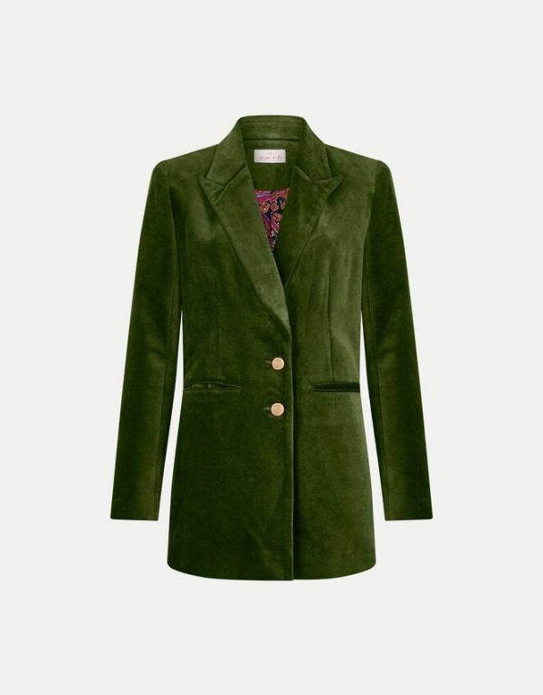 Monsoon East Velaris Velvet Blazer Green - Image 6