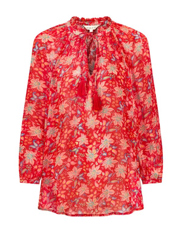 Monsoon East Floral Print Blouse Red - Image 6