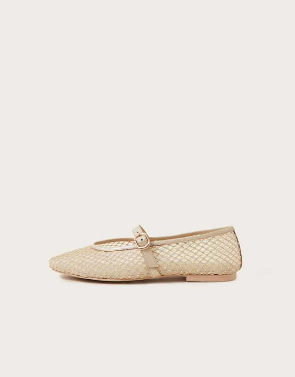 Monsoon Cleo Mesh Ballet Flats Natural - Image 2