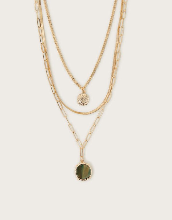 Monsoon Triple Layered Gemstone Pendant Necklace - Image 2