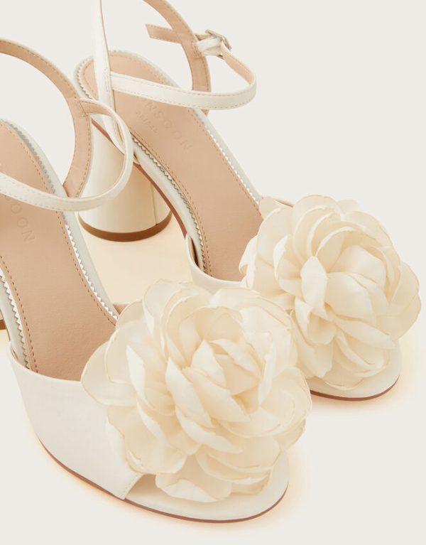 Monsoon Corsage Bridal Heel Sandals Ivory - Image 4