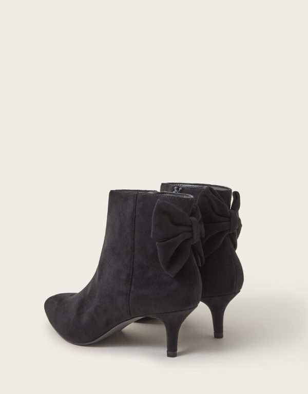 Monsoon Evie Kitten Heel Bow Boots Black - Image 4