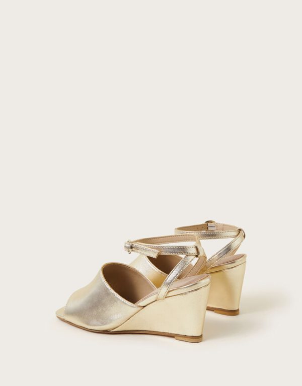 Monsoon Wedge Sandals Gold - Image 3