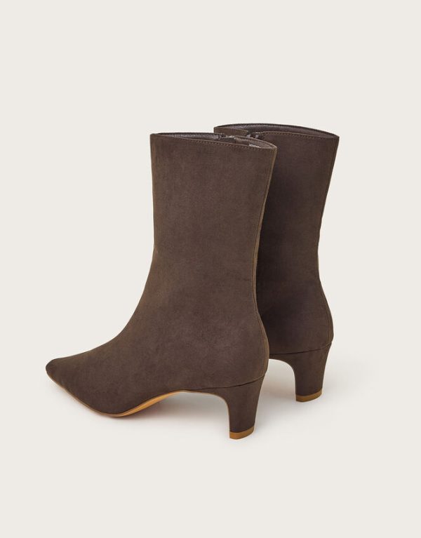 Monsoon Blake Suedette Pointed Heel Boots Brown - Image 4