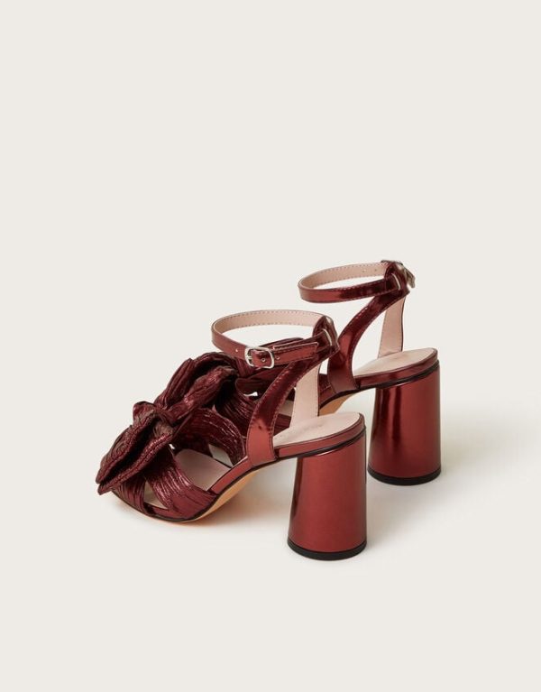 Monsoon Ruby Bow Heel Sandals Red - Image 3