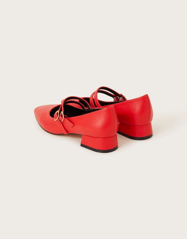 Monsoon Double Strap Mary Jane Shoes Red - Image 3