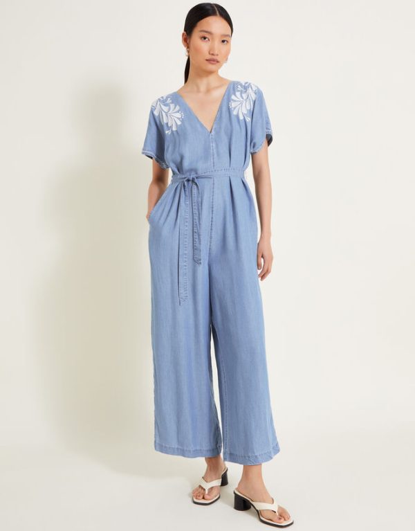 Monsoon Jael Embroidered Jumpsuit Blue