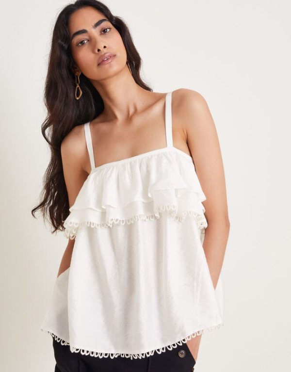 Monsoon Aesha Frill Cami Top White