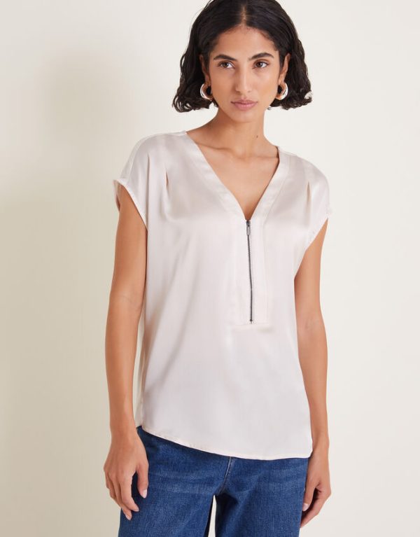 Monsoon Wilde Sleeveless Satin Top Cream