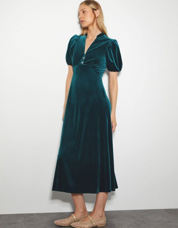 Monsoon Veronique Velvet Bow Midi Dress