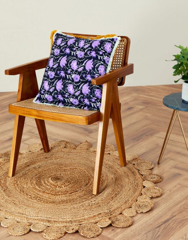 Monsoon Woodblock Print Fringe Cushion