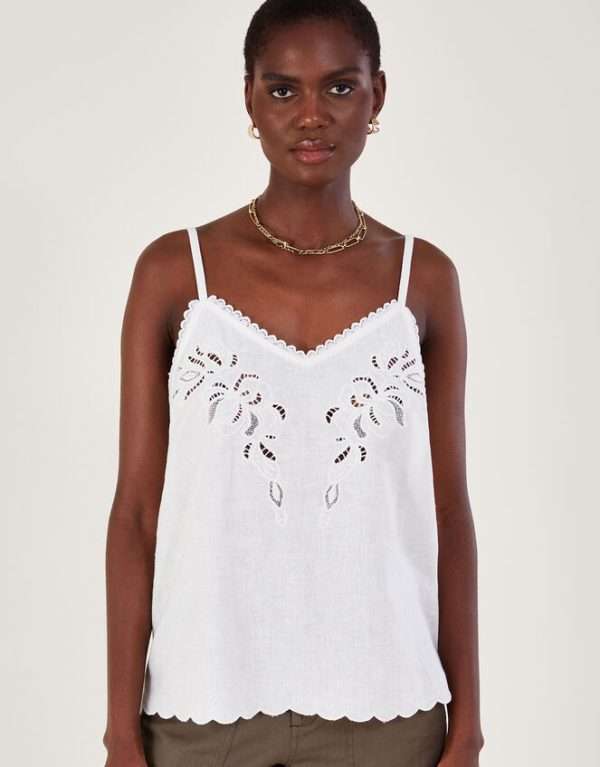 Monsoon Cutwork Embroidery Cami Top Ivory