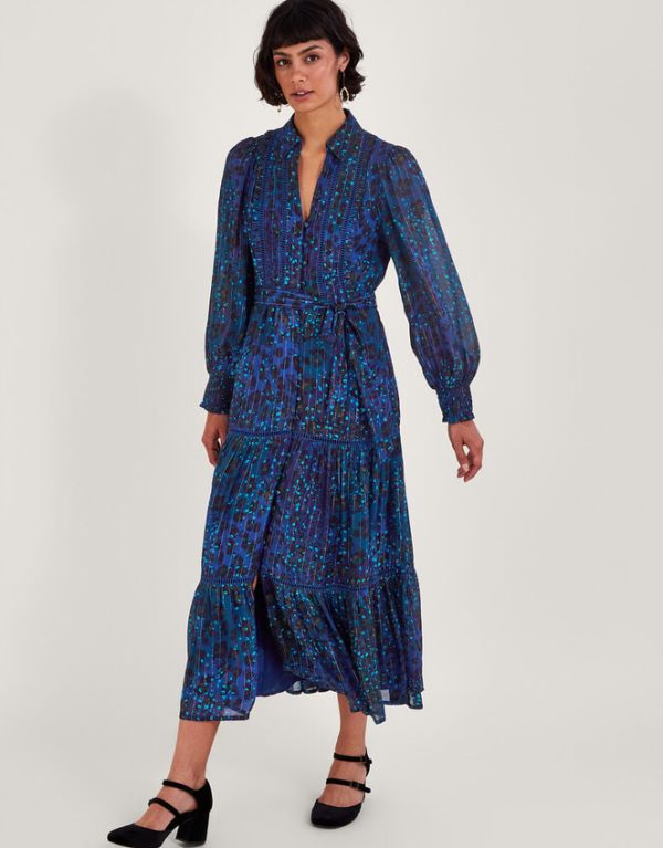 Monsoon Zoe Print Shirt Dress Blue