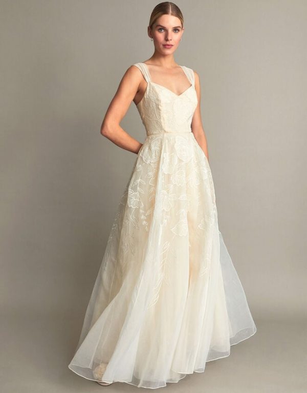 Monsoon Rose Organza Bridal Dress Ivory