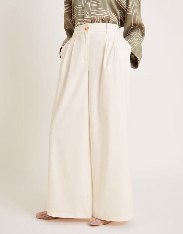 Monsoon Willow Wide Leg Trousers Ivory - Image 2