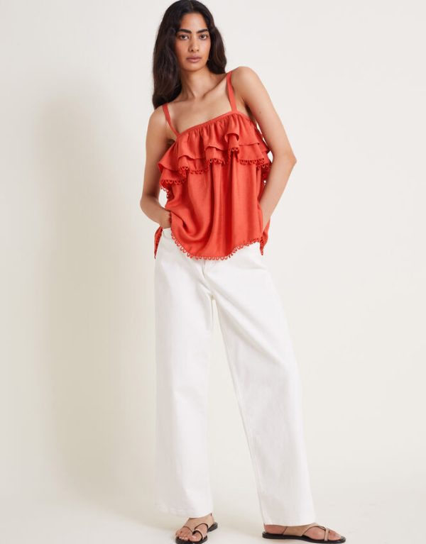 Monsoon Aesha Frill Cami Top Orange - Image 2