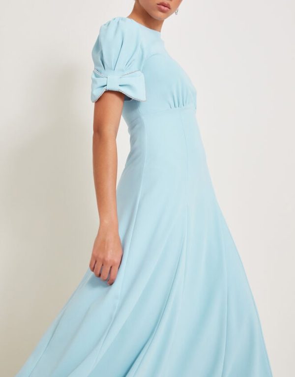 Monsoon Belle Bow Sleeve Midi Dress Blue - Image 2