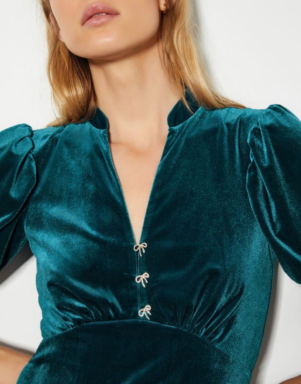 Monsoon Veronique Velvet Bow Midi Dress - Image 2