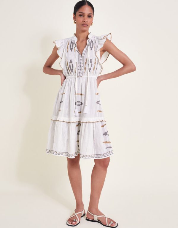 Monsoon Ula Embroidered Dress Ivory - Image 2