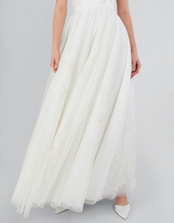 Monsoon Donna Embroidered Bandeau Bridal Maxi Dress Ivory - Image 2