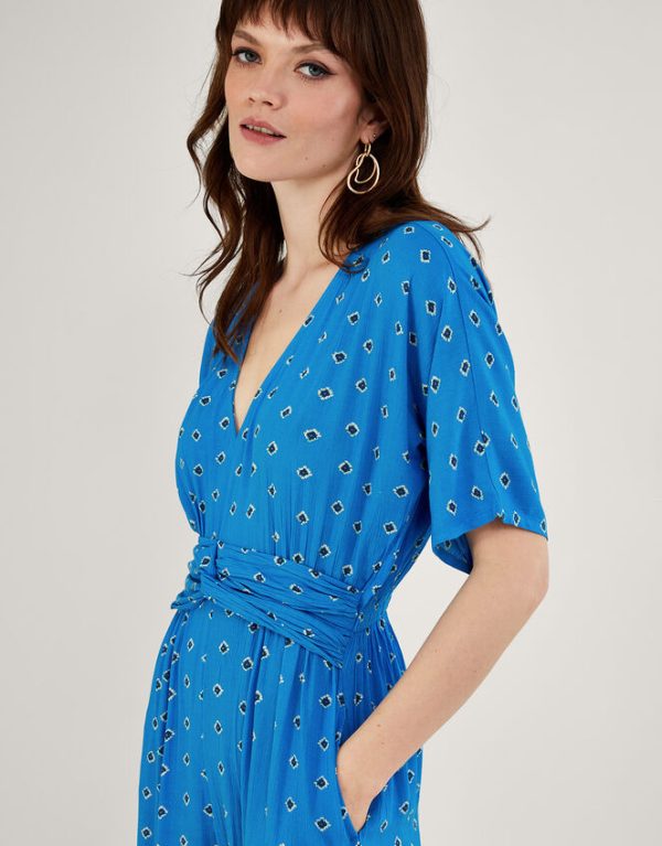 Monsoon Diamond Print Jumpsuit Blue - Image 2