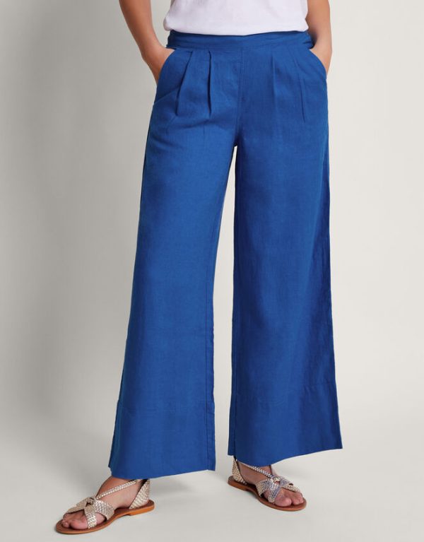 Monsoon Solene Wide Leg Trousers Blue - Image 2