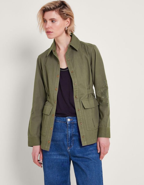 Monsoon Lyria Embroidered Utility Jacket Green - Image 2