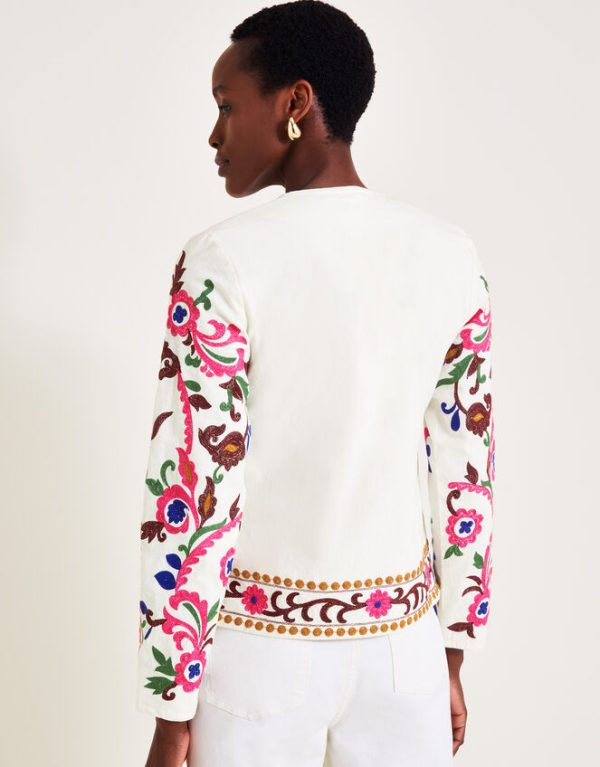 Monsoon Erica Embroidered Jacket Ivory - Image 3