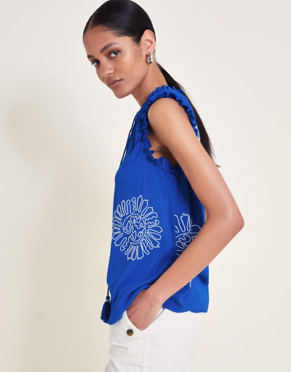 Monsoon Meena Embroidered Top Blue - Image 3